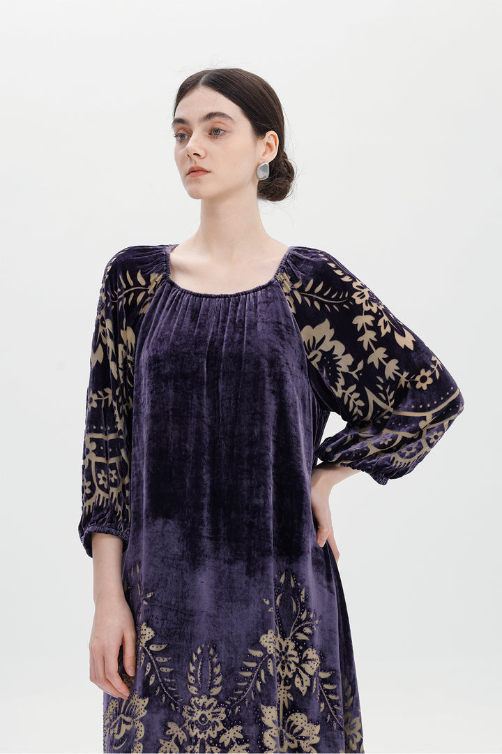 Audrey Burnout Velvet Midi Dress