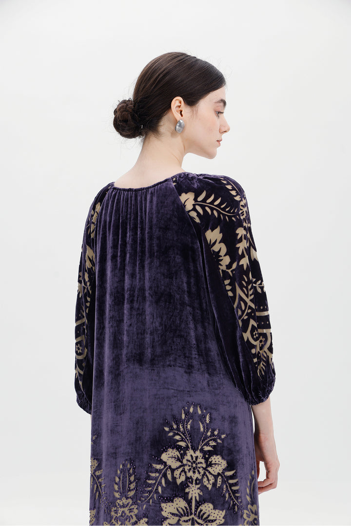 Audrey Burnout Velvet Midi Dress