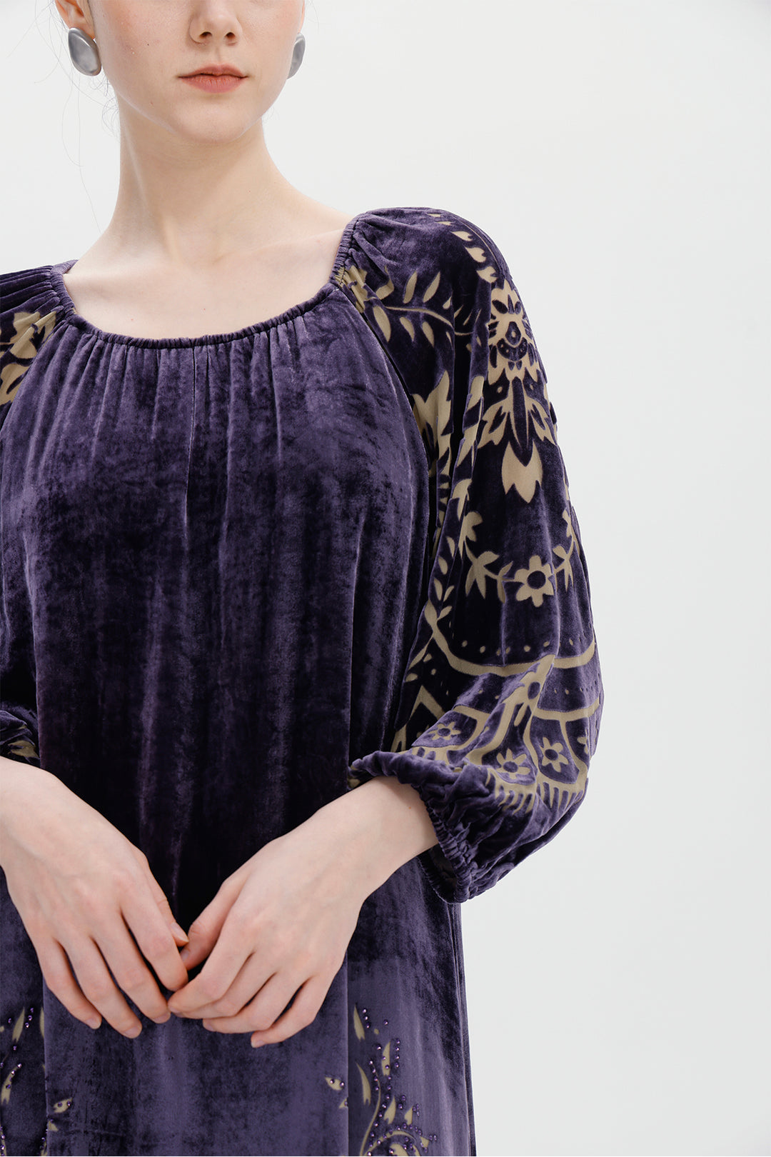 Audrey Burnout Velvet Midi Dress