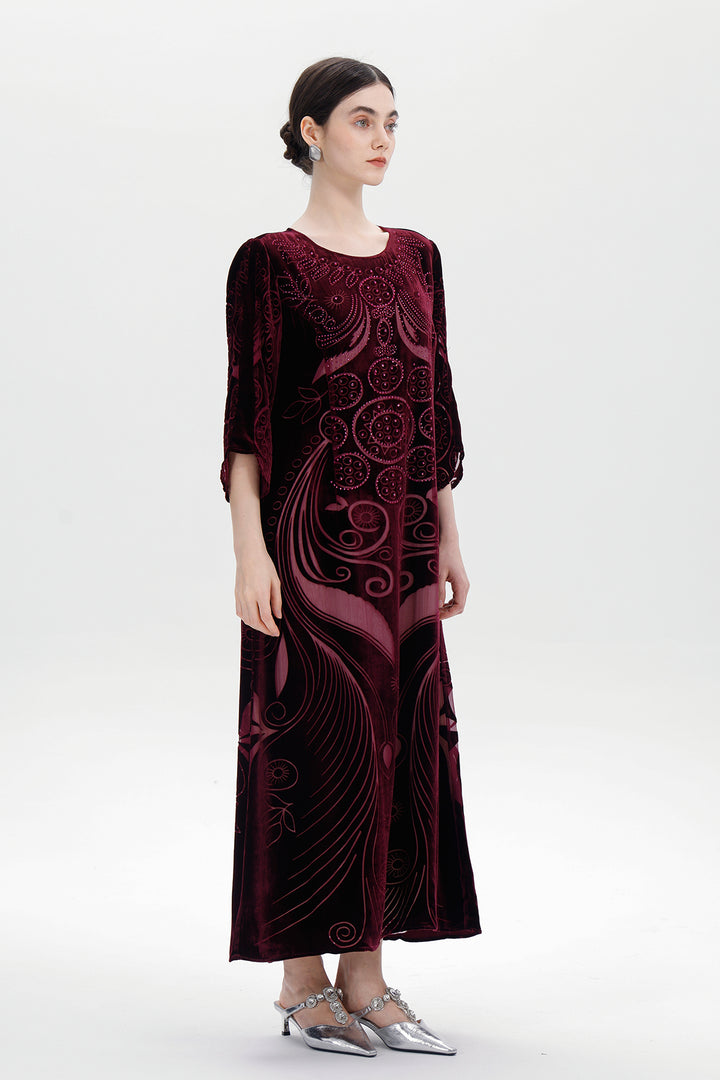 Ziva Art Silk Velvet Dress
