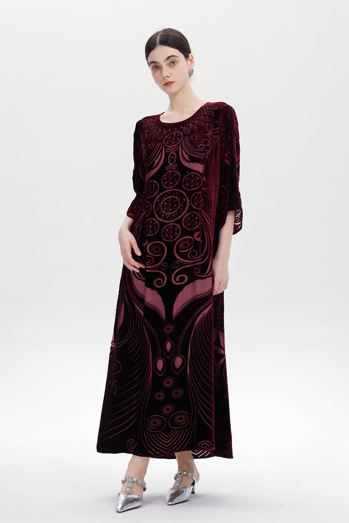 Ziva Art Silk Velvet Dress