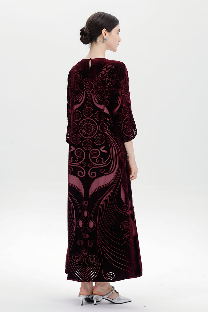 Ziva Art Silk Velvet Dress