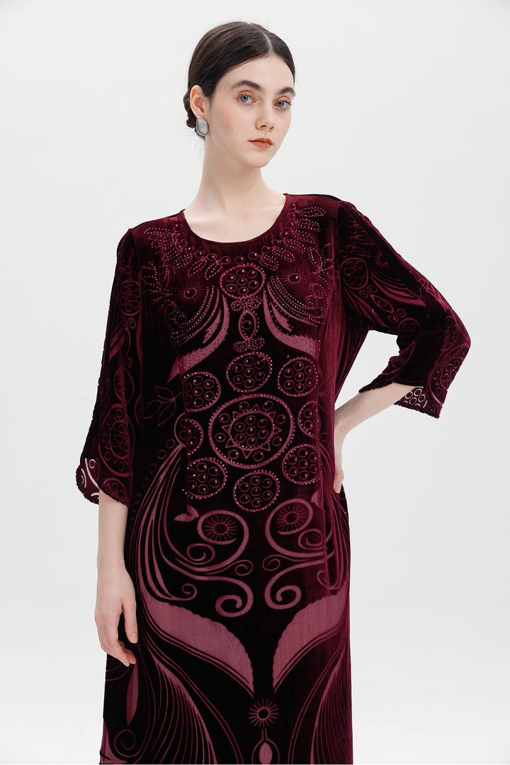 Ziva Art Silk Velvet Dress