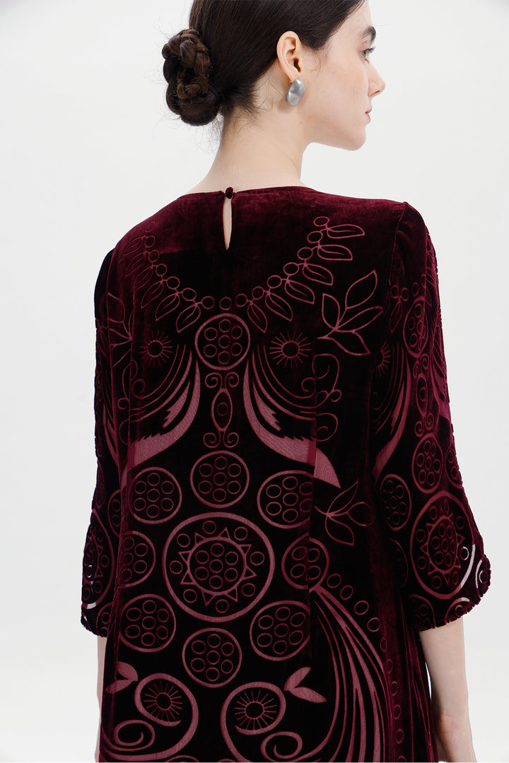 Ziva Art Silk Velvet Dress