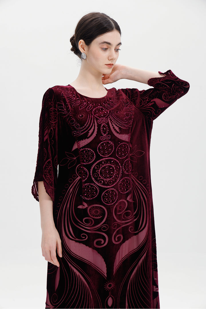 Ziva Art Silk Velvet Dress