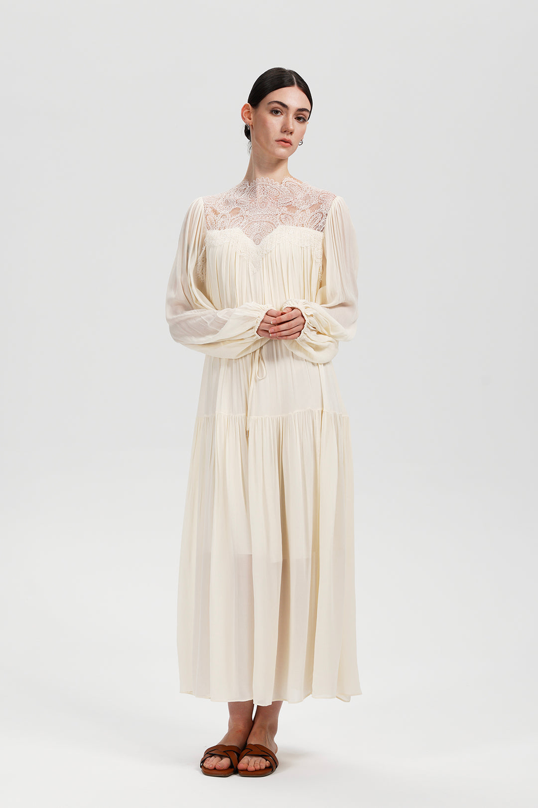 Imogen Lace Silk Maxi Dress