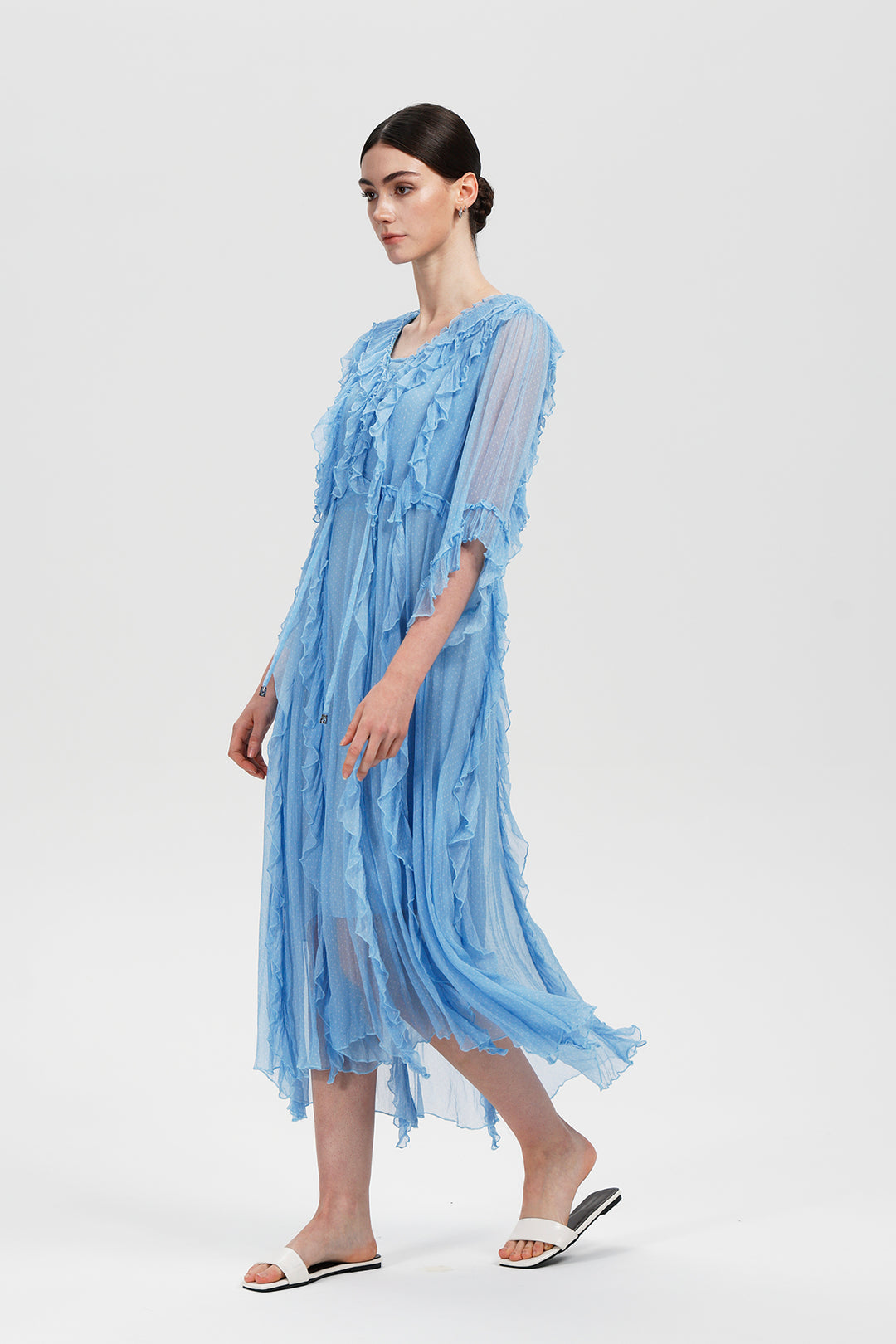 Noemi Ruffle Layer Silk Dress