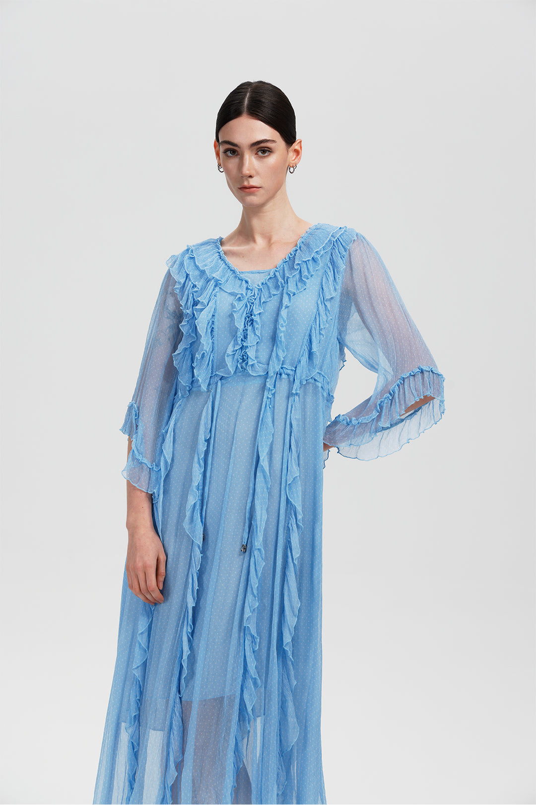 Noemi Ruffle Layer Silk Dress