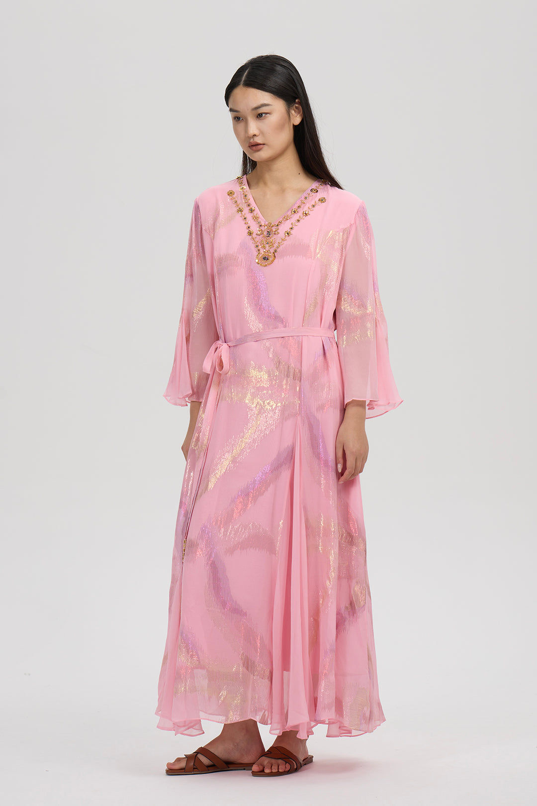 Nayla Silk Dress – Pink Radiance