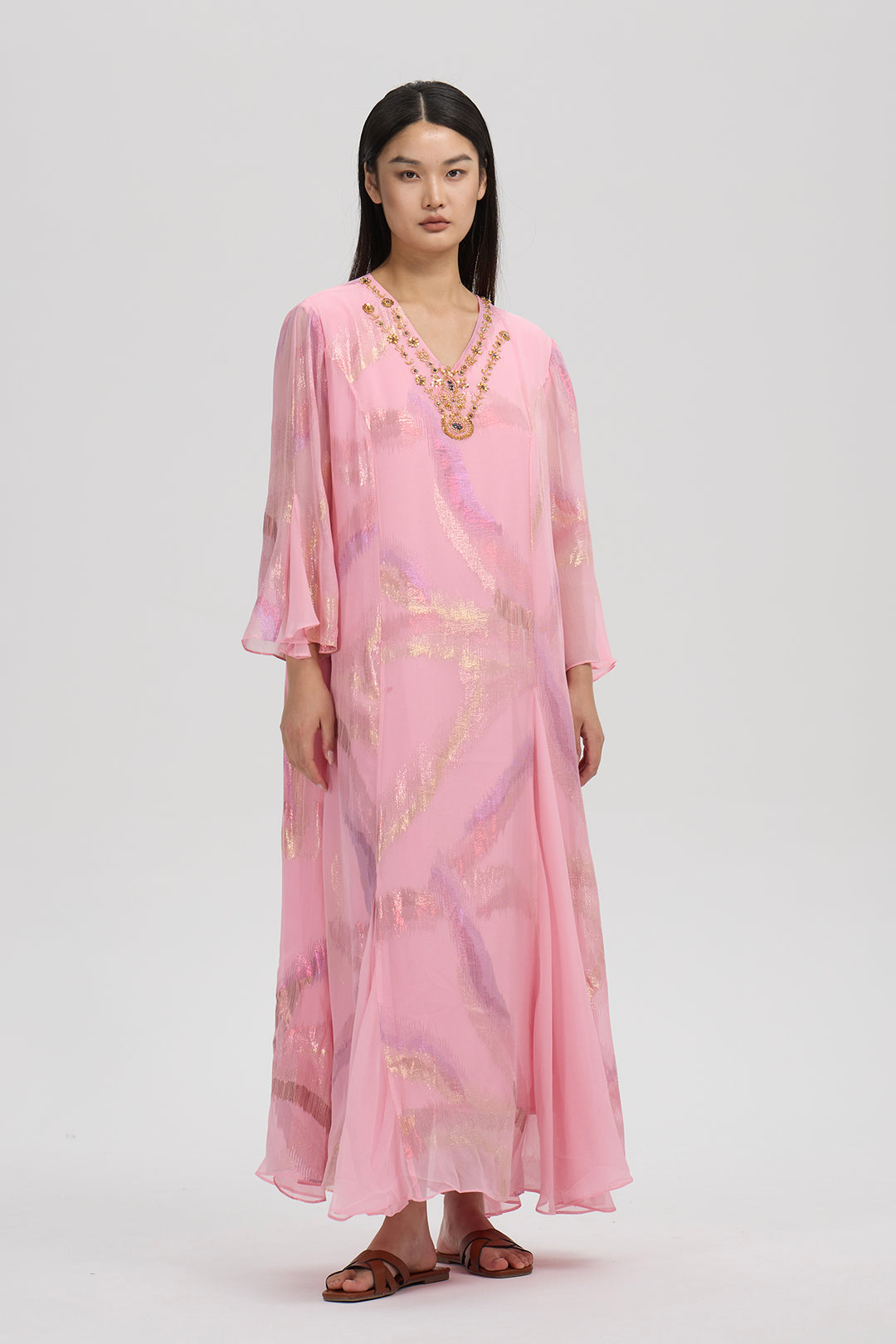 Nayla Silk Dress – Pink Radiance