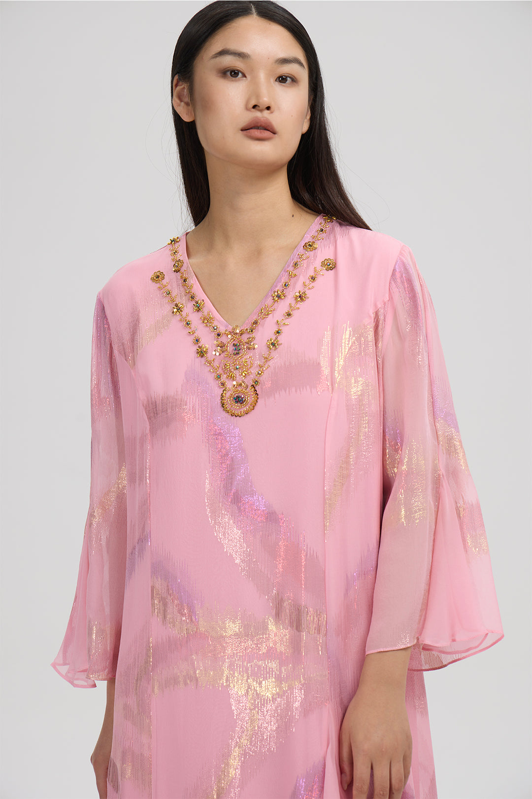 Nayla Silk Dress – Pink Radiance