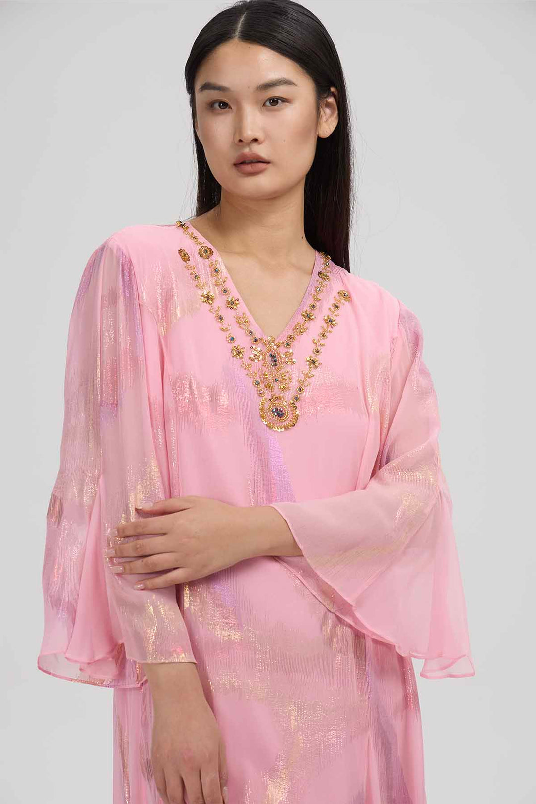 Nayla Silk Dress – Pink Radiance