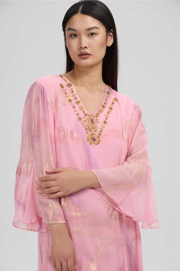 Nayla Silk Dress – Pink Radiance