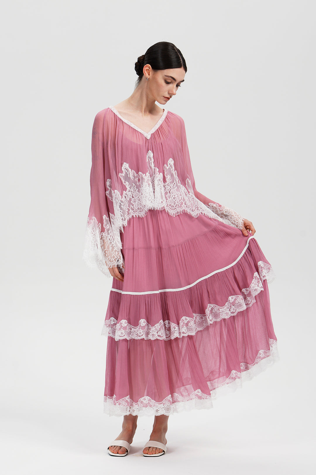 Rosalie in Blush Lace Dress