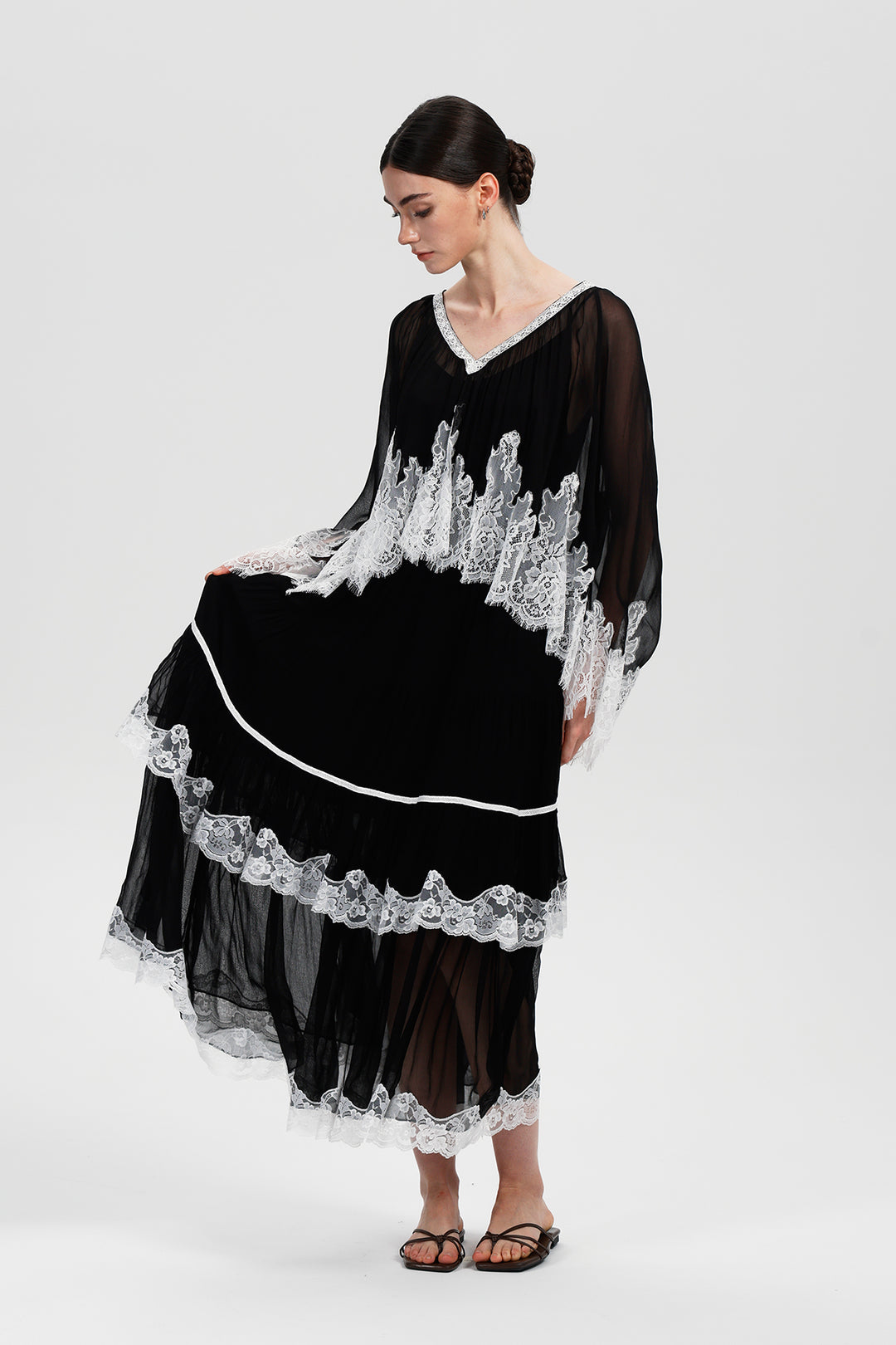 Rosalie in Black Lace Dress