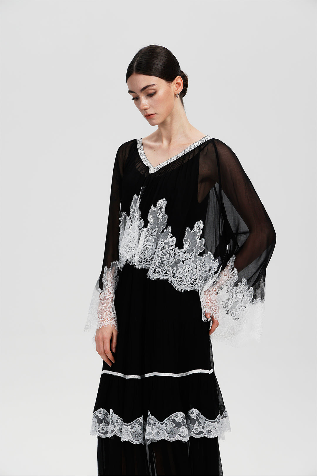 Rosalie in Black Lace Dress