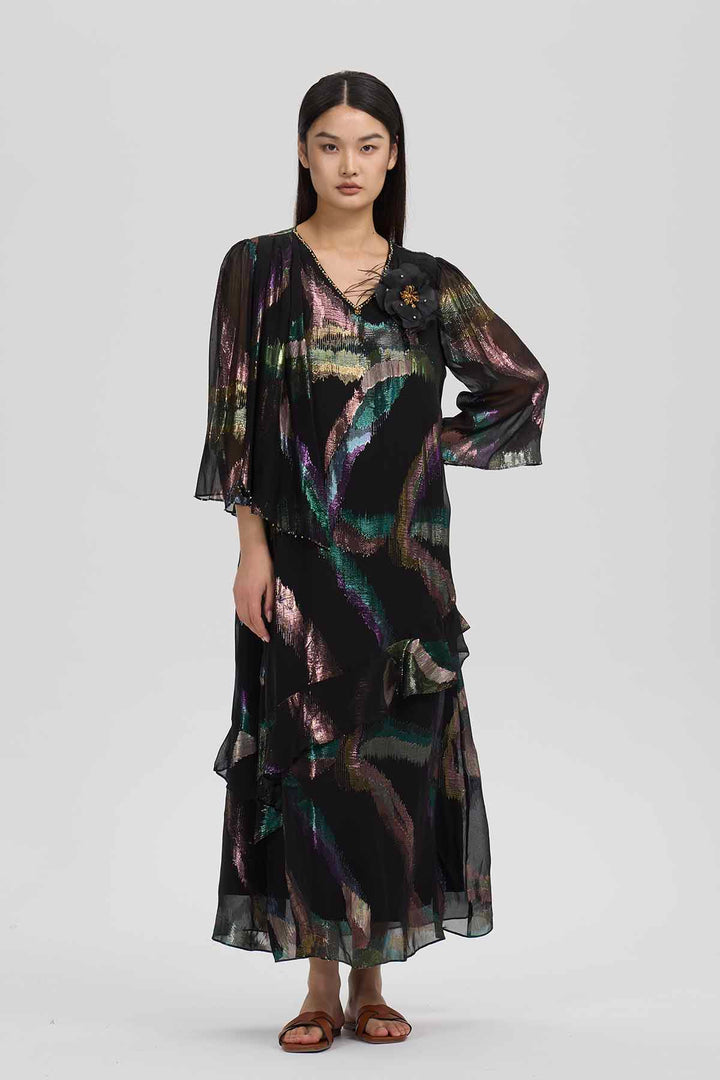 Isabeau Layered Dress - Noir Prism