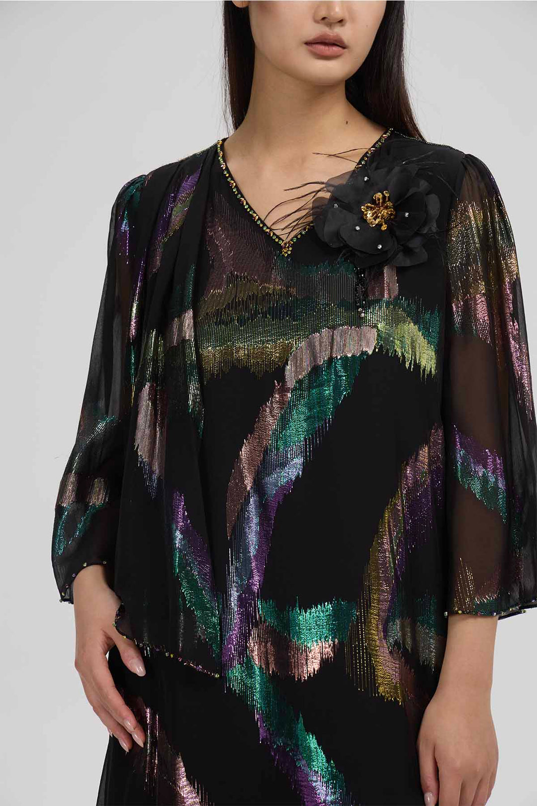 Isabeau Layered Dress - Noir Prism