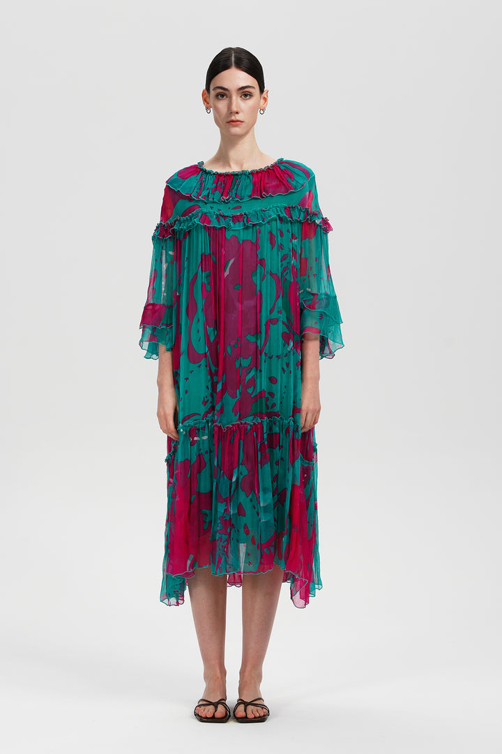 Roxana Printed Silk Dress