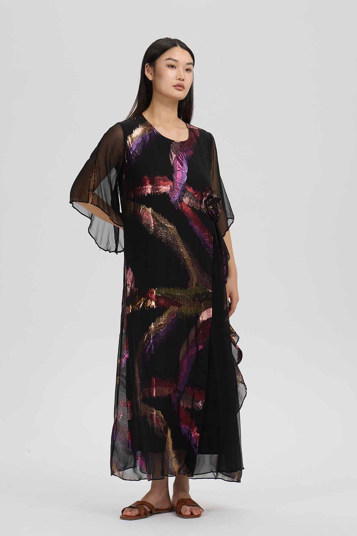 Isabeau Embellished Silk Dress – Noir Ember