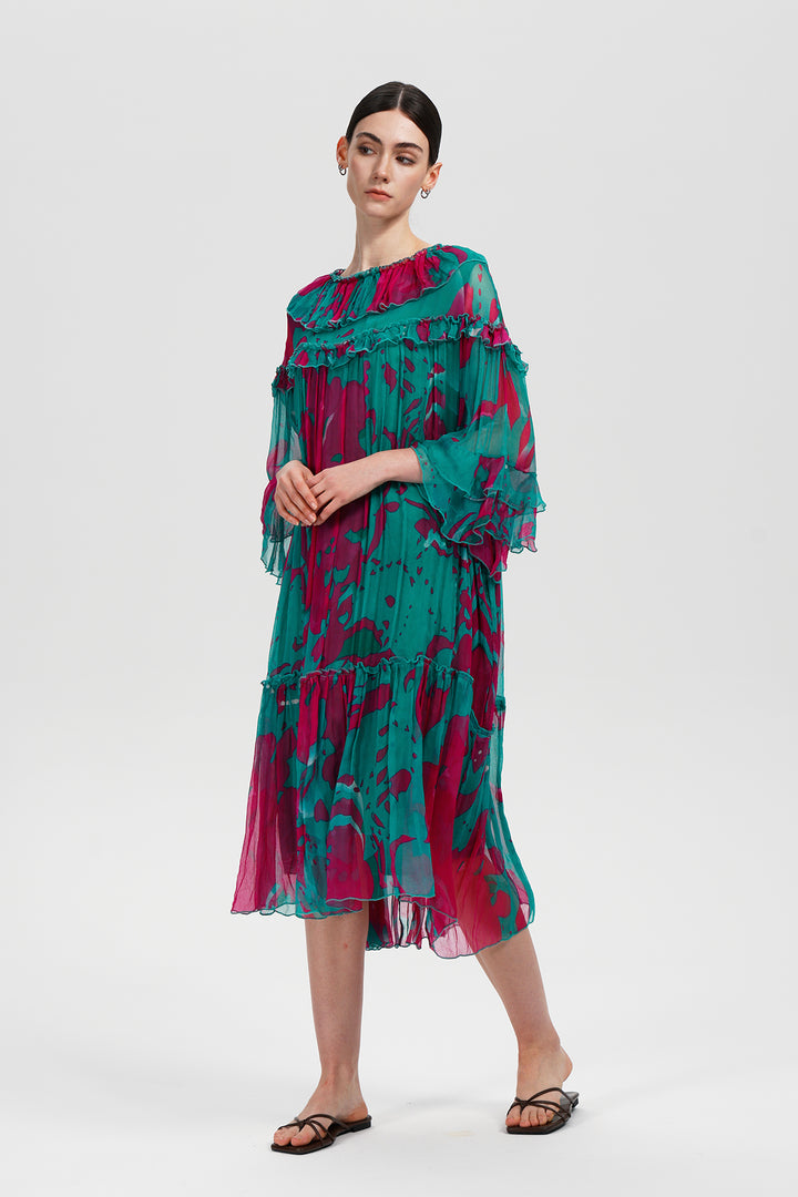 Roxana Printed Silk Dress
