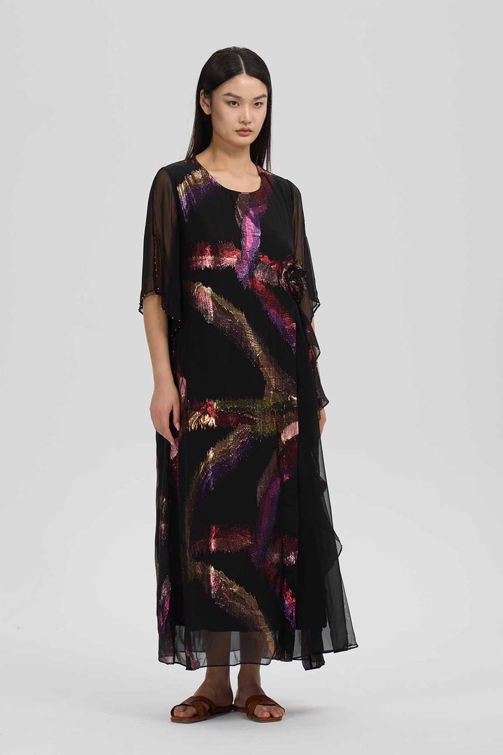 Isabeau Embellished Silk Dress – Noir Ember