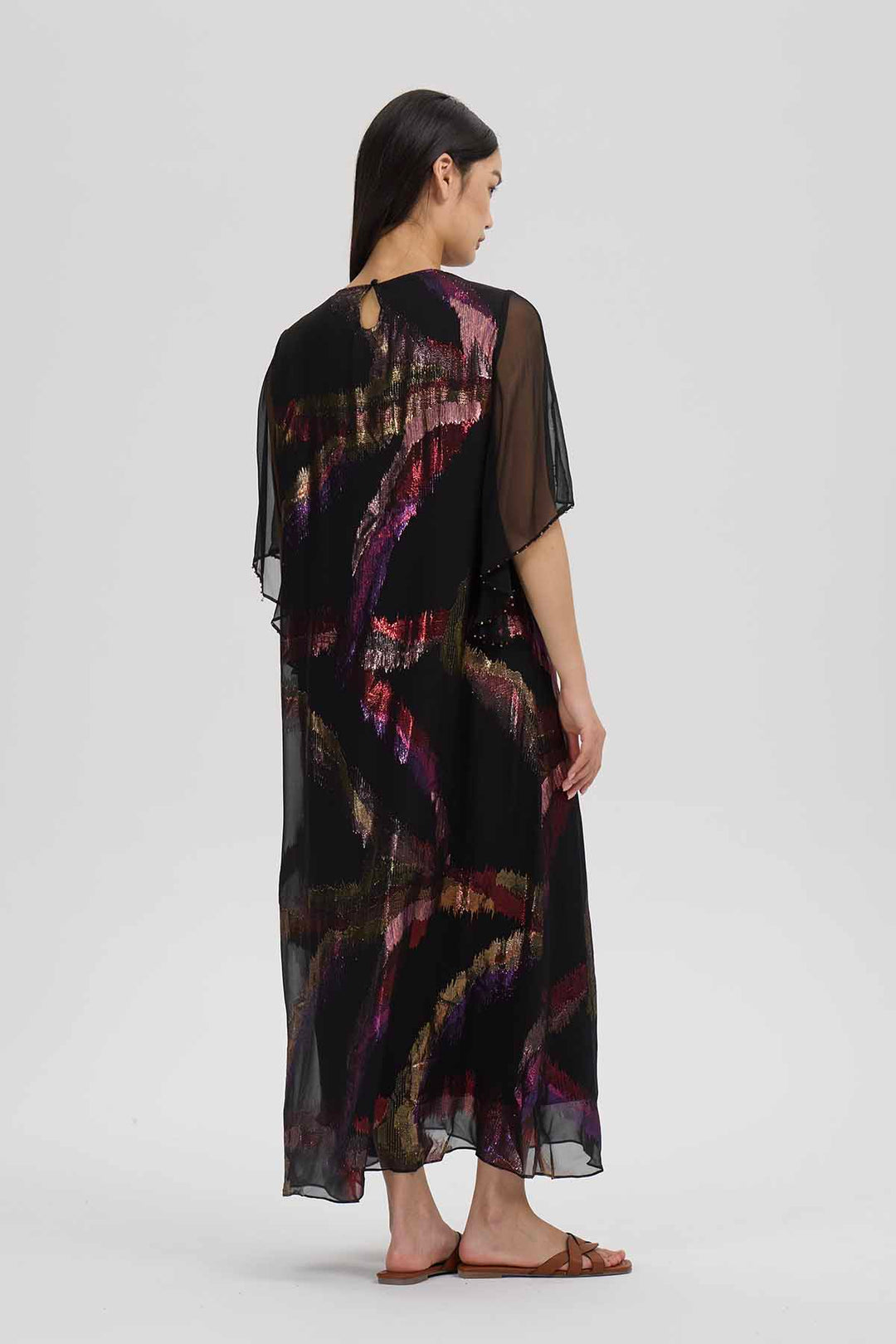 Isabeau Embellished Silk Dress – Noir Ember