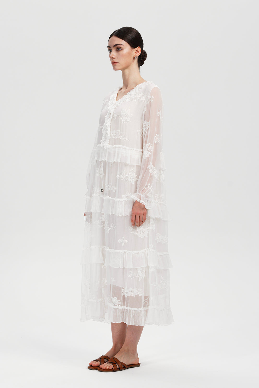 Seren Ruffle Silk Dress