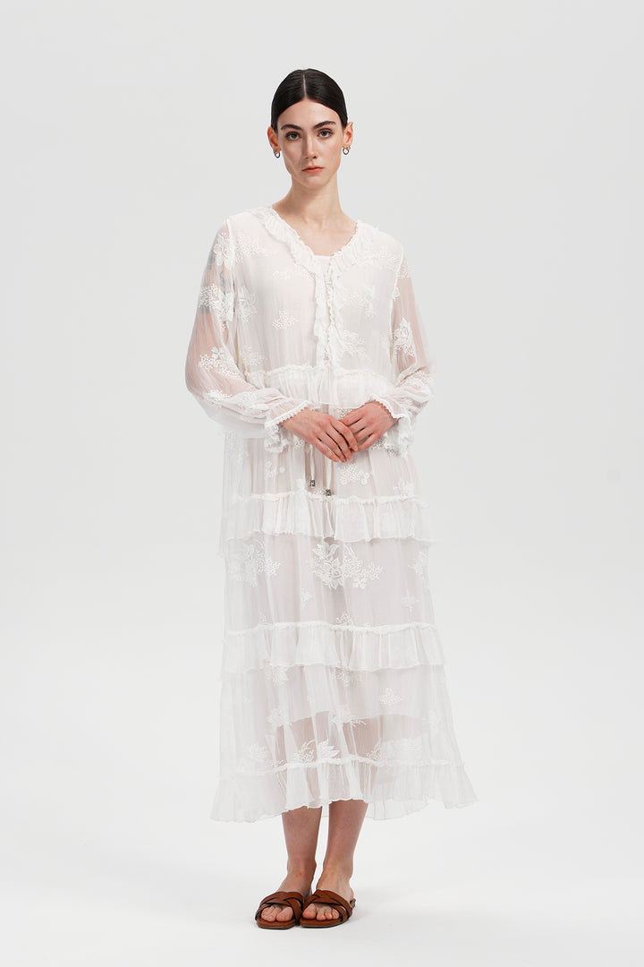 Seren Ruffle Silk Dress