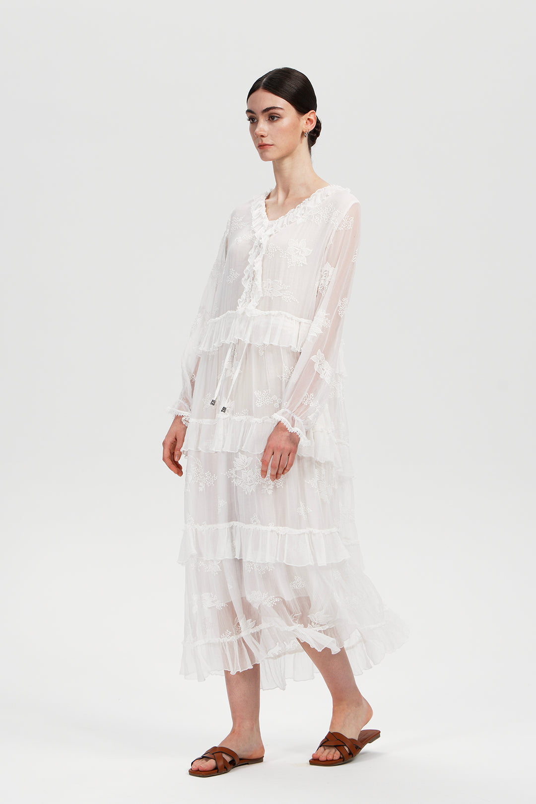 Seren Ruffle Silk Dress