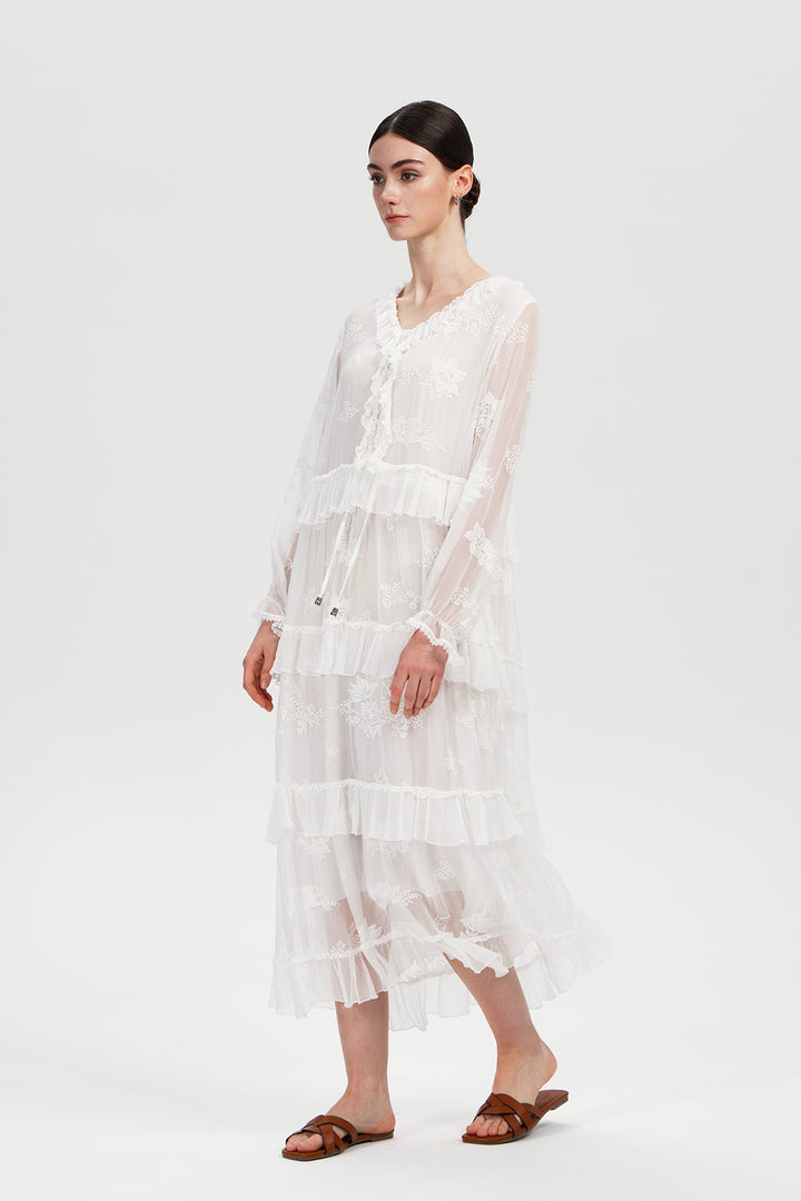 Seren Ruffle Silk Dress