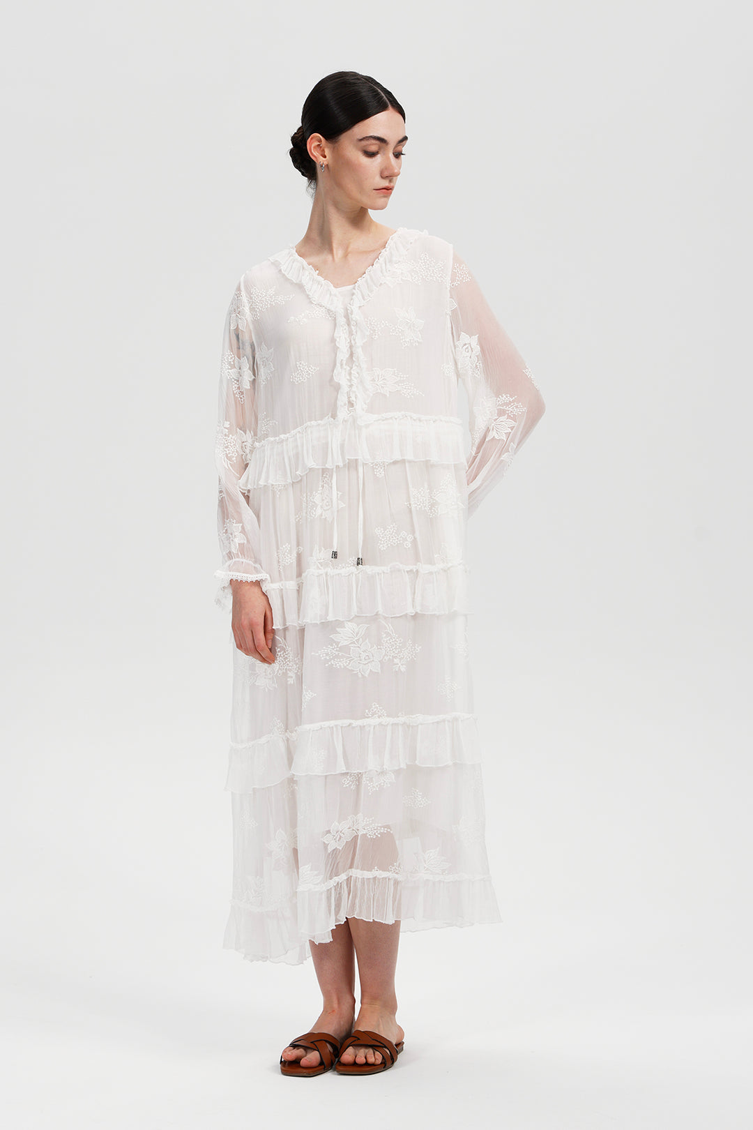 Seren Ruffle Silk Dress