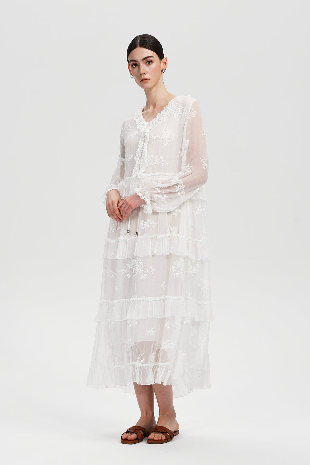 Seren Ruffle Silk Dress