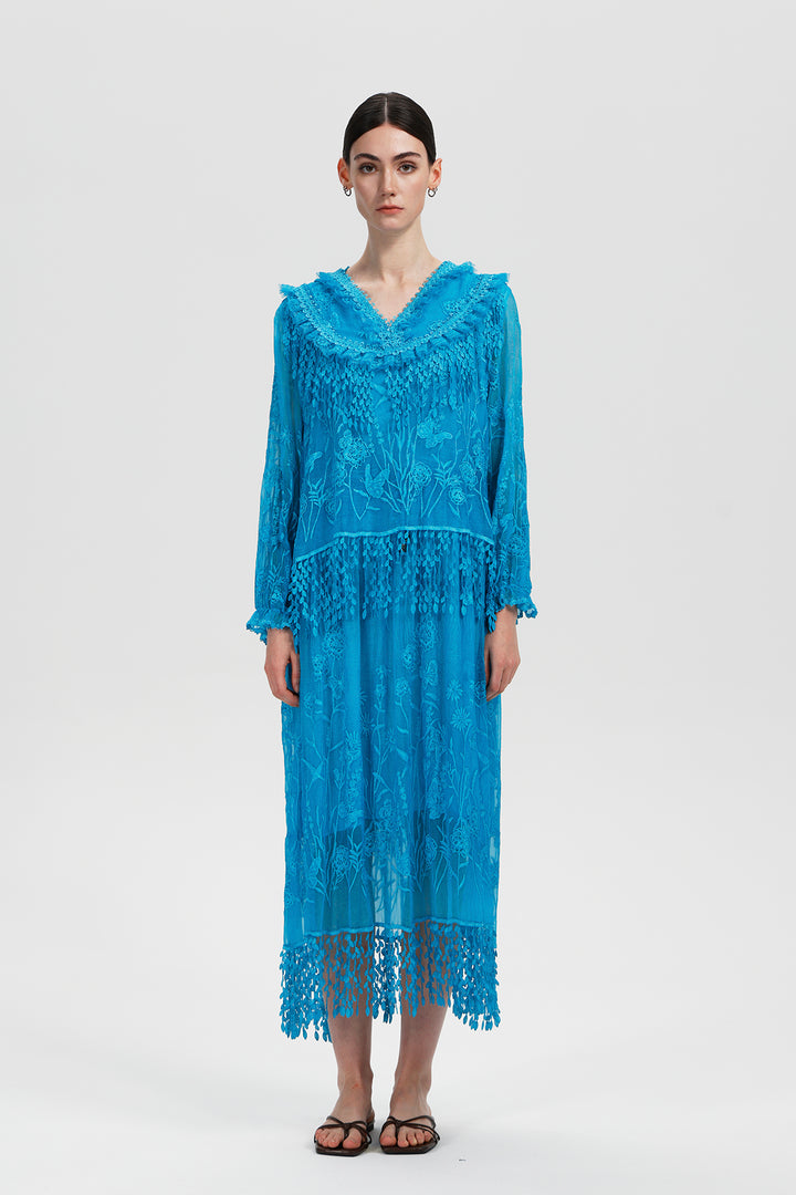 Lavinia Teal Lace Dress