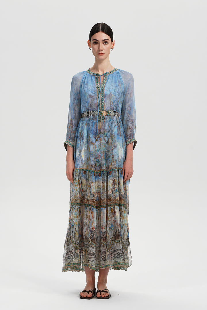 Celine Palazzo Print Silk Dress