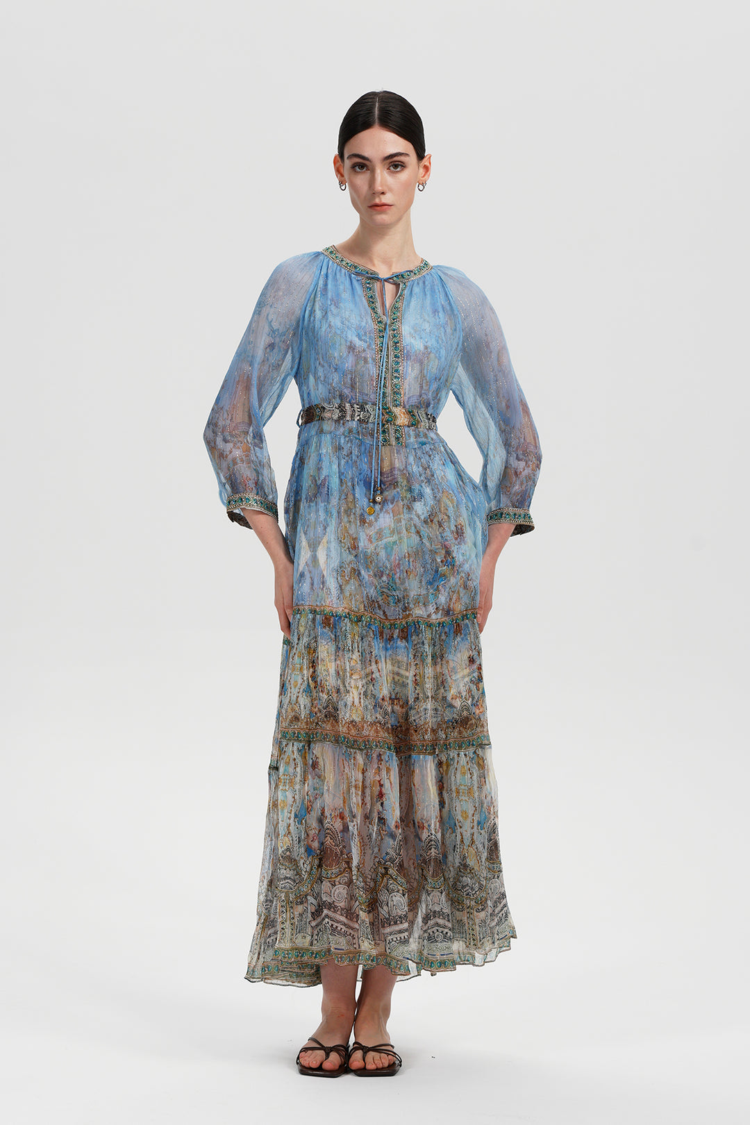 Celine Palazzo Print Silk Dress