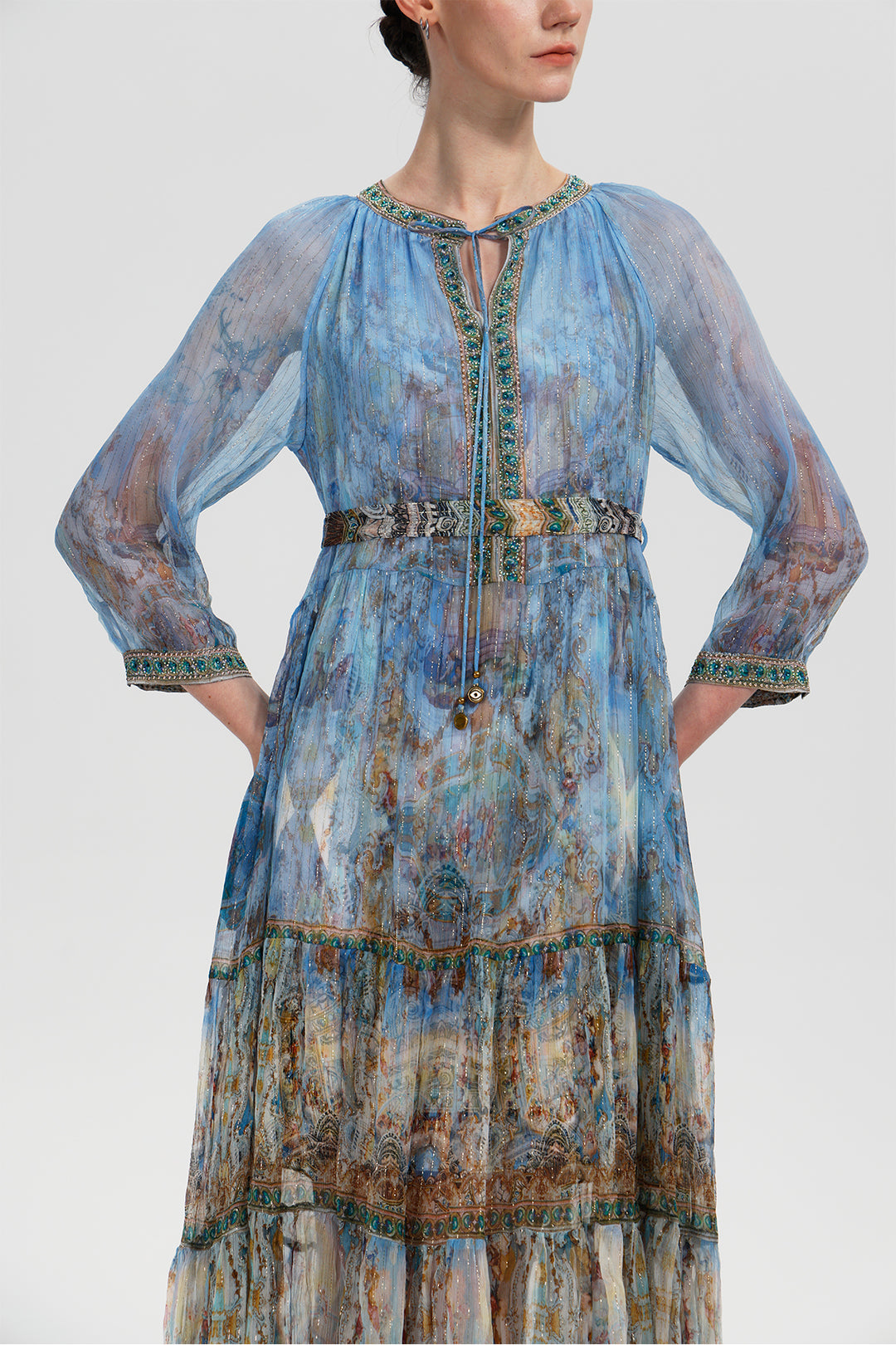 Celine Palazzo Print Silk Dress