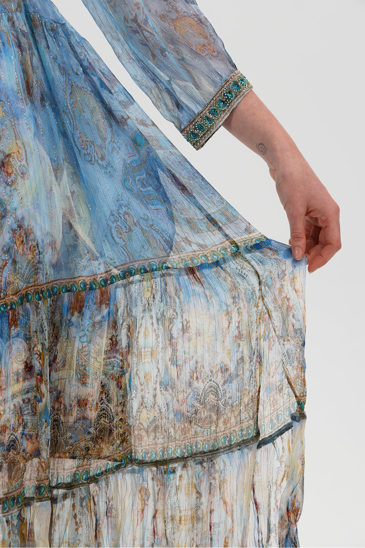 Celine Palazzo Print Silk Dress