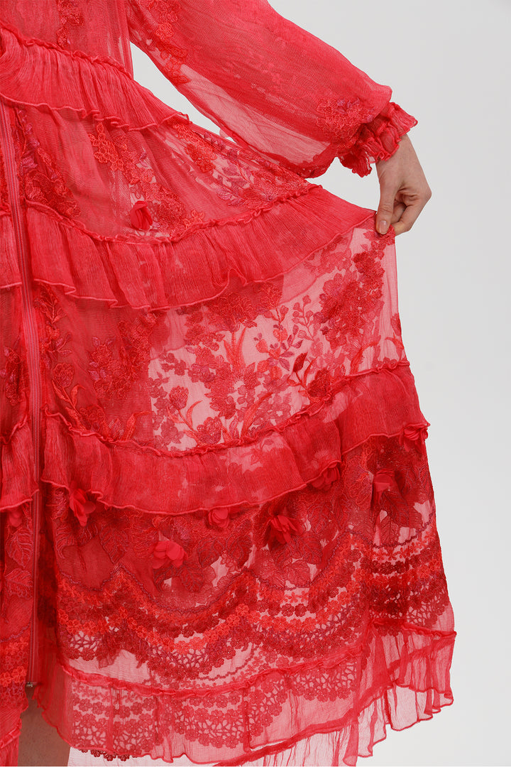 Thalina Scarlet Veil Dress