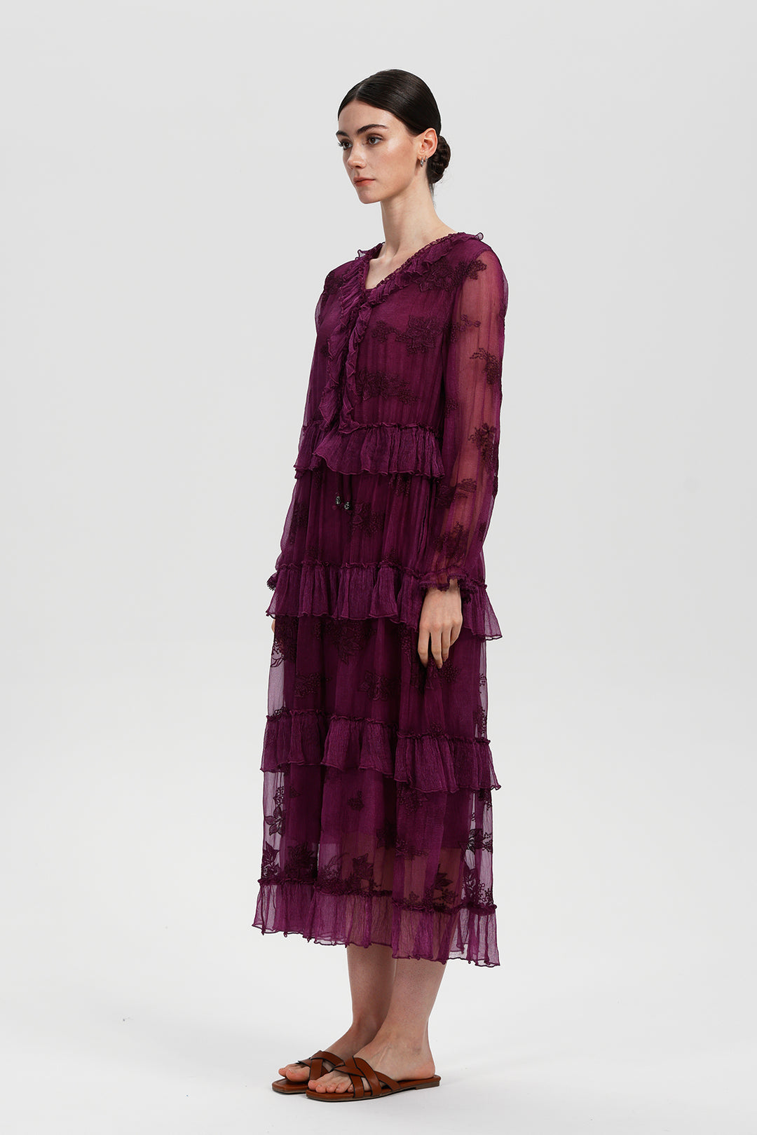 Seren Ruffle Silk Dress