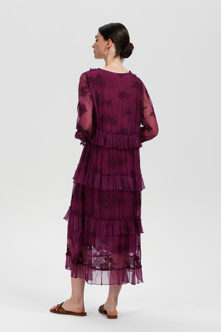 Seren Ruffle Silk Dress