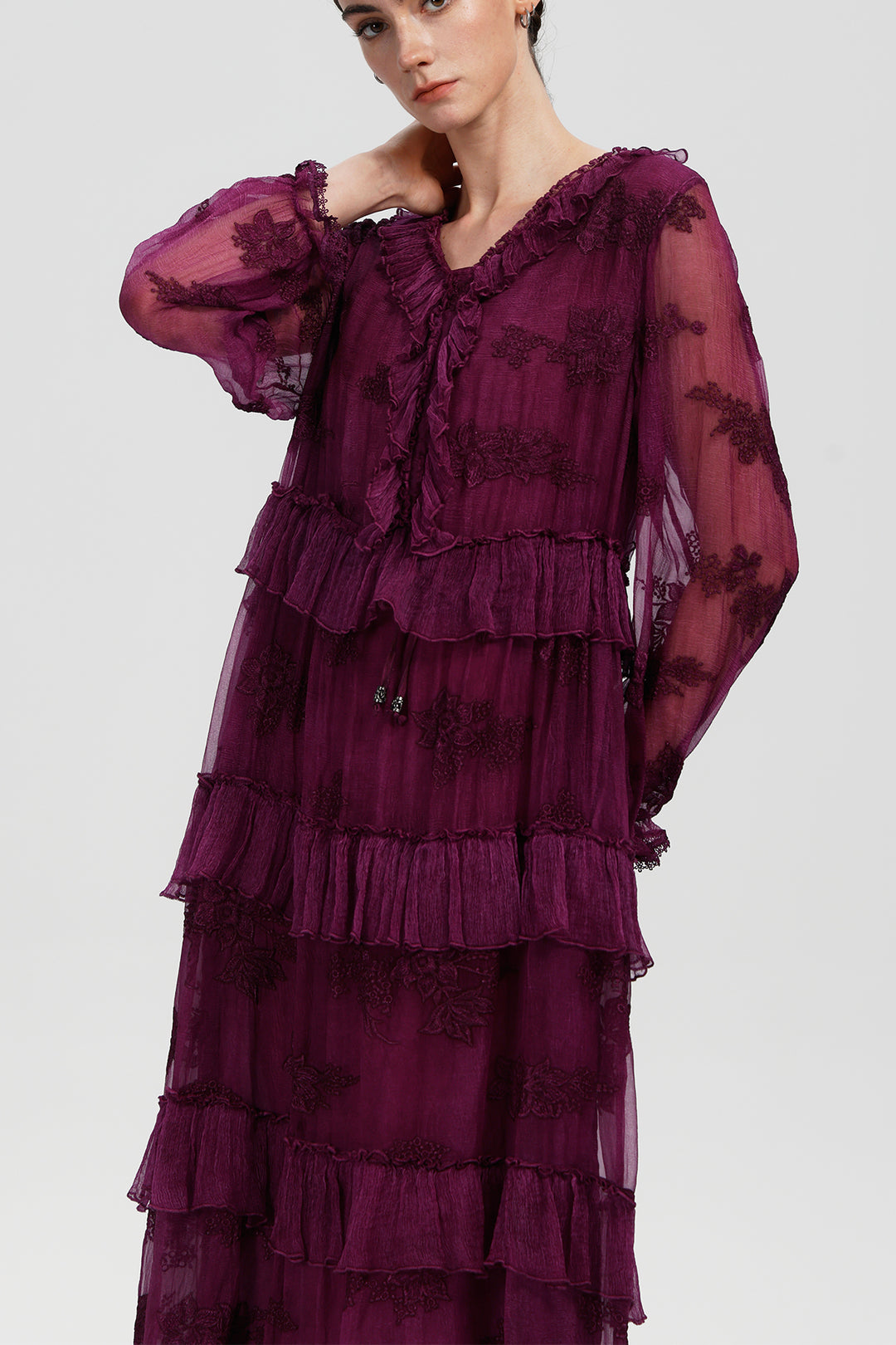 Seren Ruffle Silk Dress