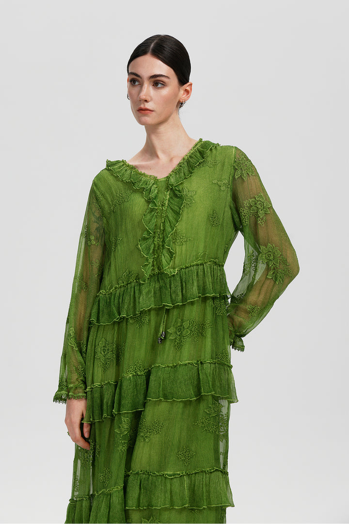 Seren Ruffle Silk Dress