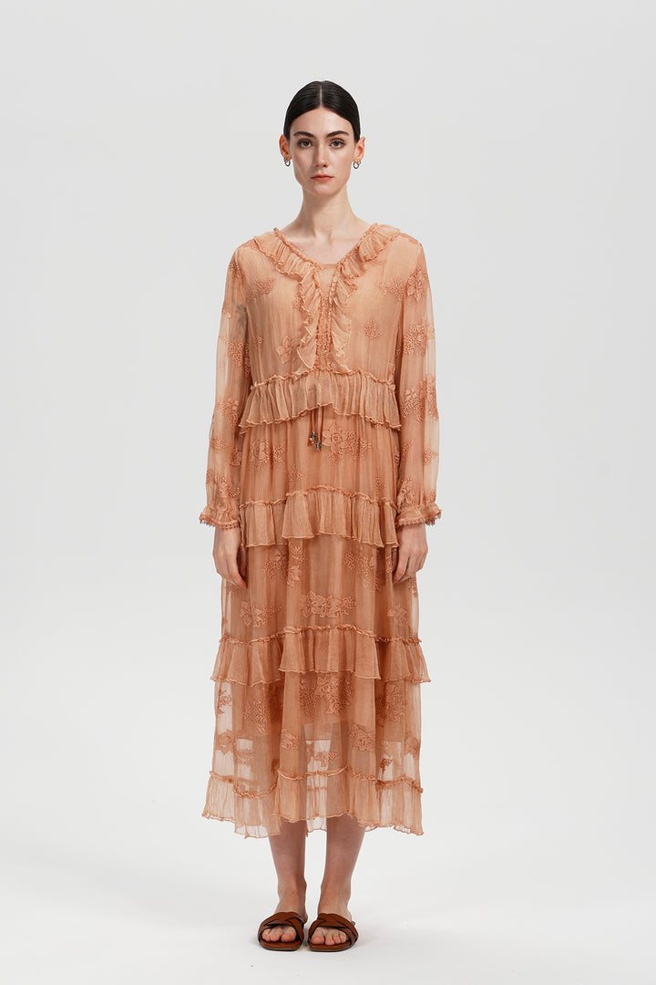 Seren Ruffle Silk Dress