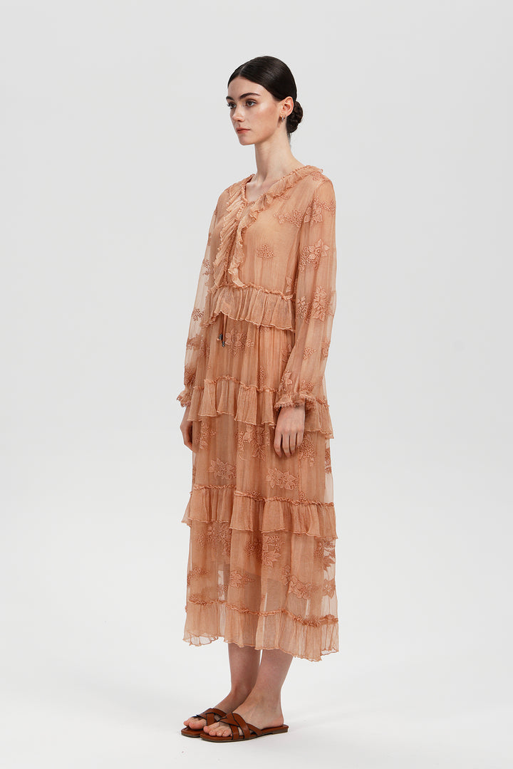 Seren Ruffle Silk Dress