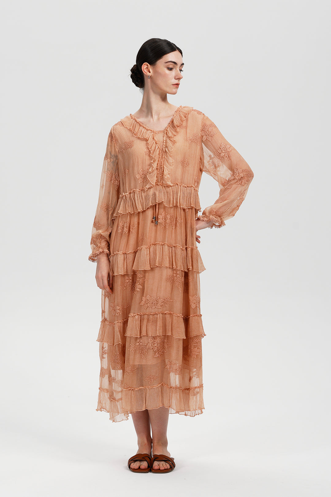 Seren Ruffle Silk Dress