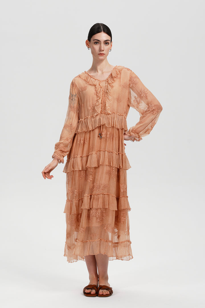 Seren Ruffle Silk Dress