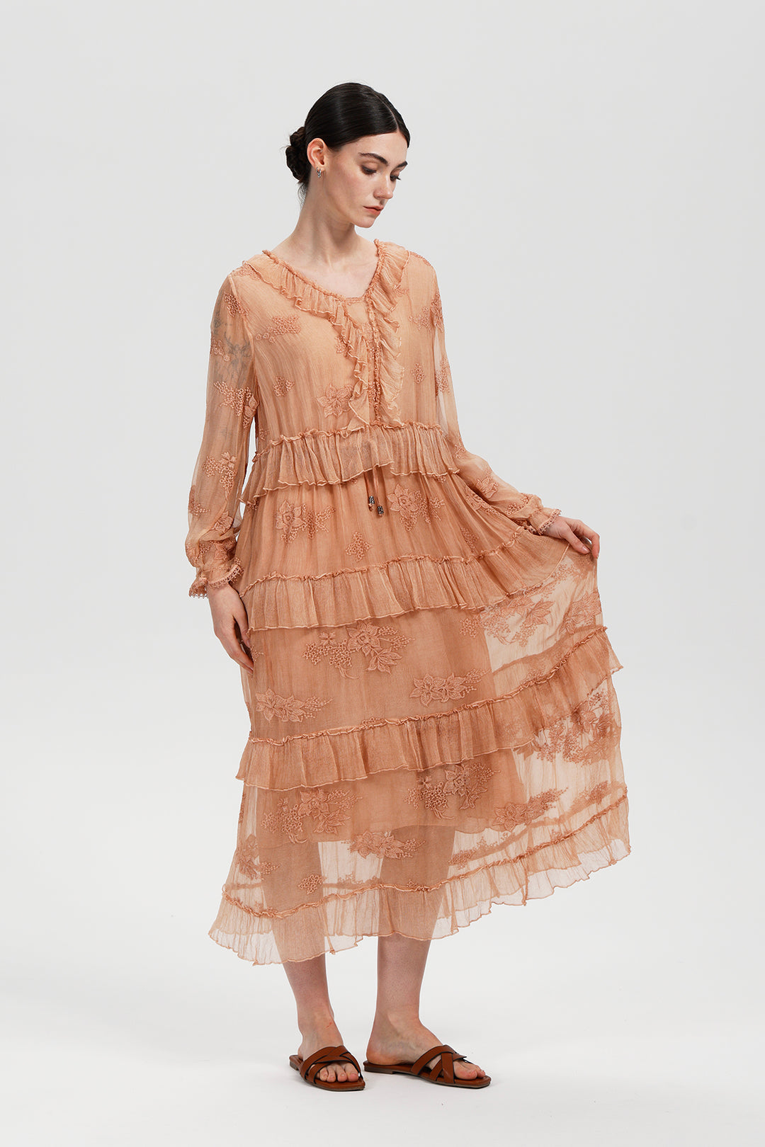 Seren Ruffle Silk Dress