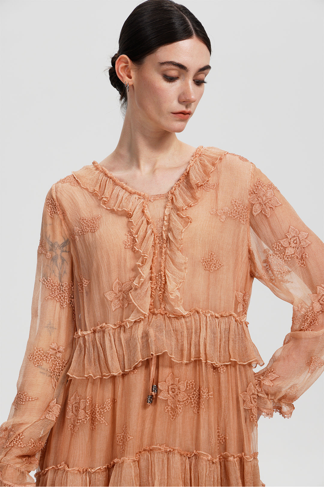 Seren Ruffle Silk Dress