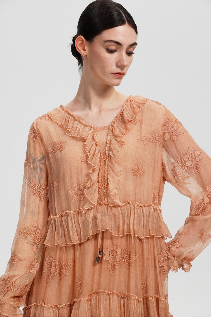 Seren Ruffle Silk Dress